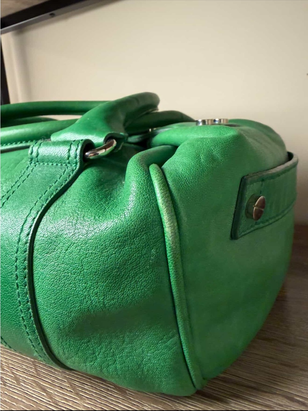 💯Auth! *RARE* VINTAGE! BALENCIAGA CITY WHISTLE BAG Green Leather Silver Hardware - Picture 9 of 16